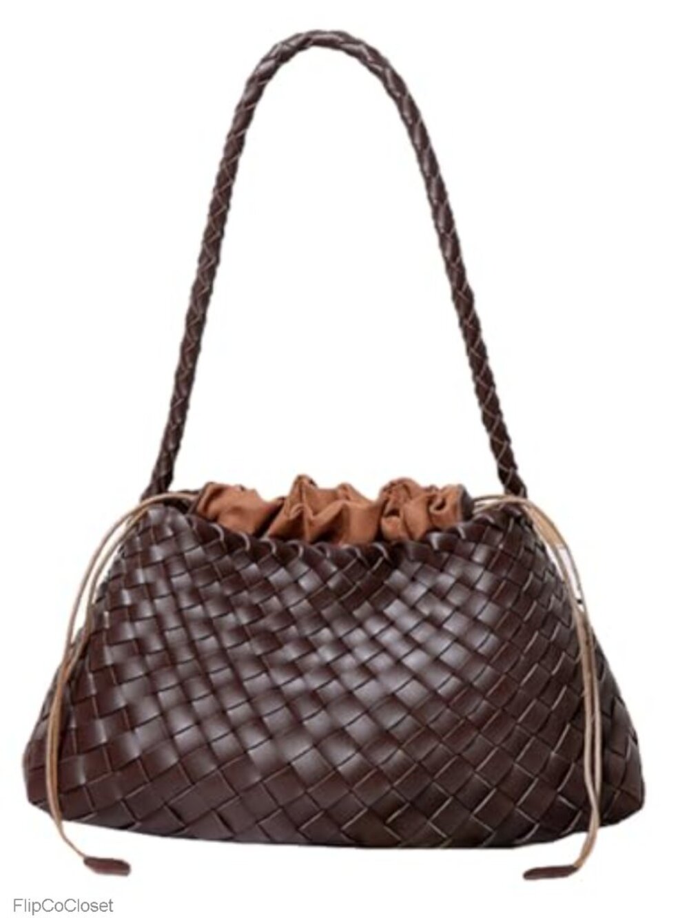 Woven Hobo Bag Faux Leather Shoulder Purse Tote Handbag